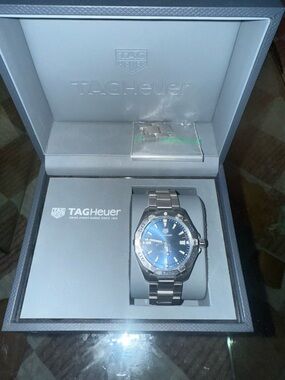 Tag Heuer Stainless Steel Watch with Blue Dial and Silver Bracelet